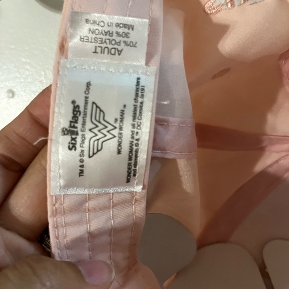 NWOT Wonder Woman, Light pink, six flags, Ball Cap. - Picture 8 of 10